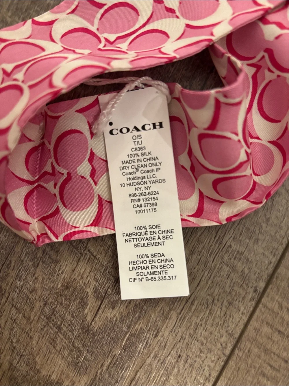 Coach Silk Twilly Scarf NWT Bold Pink